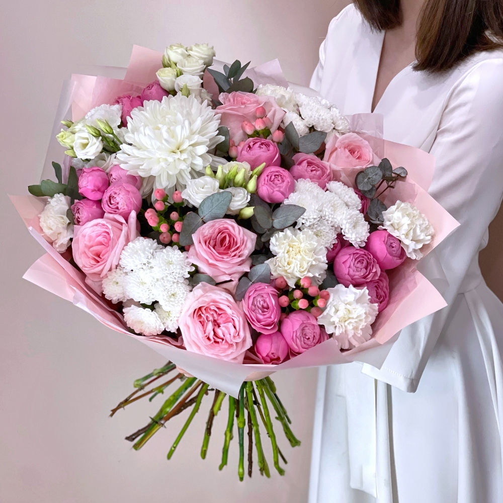 ✓ Букет цветов Анжелика ◈ Купить он-лайн в интернет-магазине цветов  Цветариус ◈ Цена - 7 800 руб. ◈ (Артикул - сб123)